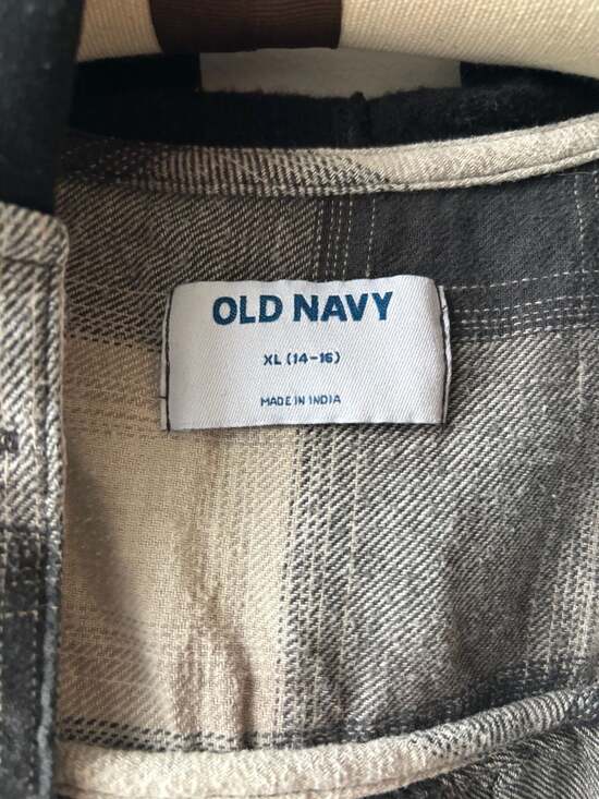 Lot of 2 Old Navy Girls Hooded Flannel Shirts XL Size 14-16 Black and Purple Pla - Picture 3 of 7